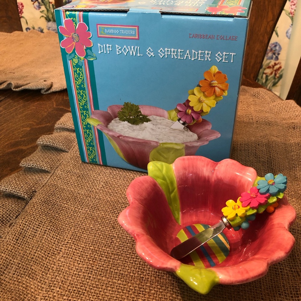 🆕! 🌸Colorful Flower Dip Bowl & Spreader Set🌼